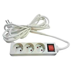 3 Socket Type E French Power Outlet w/ 5 Meter Cord, Comp plug  Type C, E, F - Picture 1 of 7