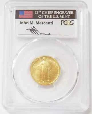 2016 W GOLD MERCANTI STANDING LIBERTY QUARTER CENTENNIAL 1/4 OZ PCGS SP 70 FDOI - Image 1 of 2