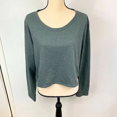 Sudadera de yoga Lucy Activewear verde azulado recortada cuello redondo talla XL Foto 1 de 4