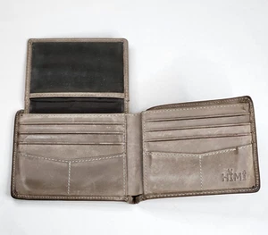"Portafoglio pieghevole HIMI marrone in pelle con ID flip-out interno marrone marrone chiaro 3,5x4,5" - Foto 1 di 12