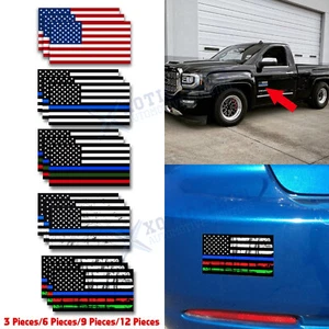 Set Reflective Stripe USA Flag Decal for Home, Auto Windshields and Rear Window - Picture 1 of 31