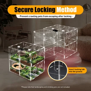 Acrylic 4 Grids Reptile Cage Large Tank Cage Enclosure Box Tarantula Insects - Picture 1 of 9