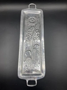 Vintage Ann Kary Mexico Folk Art Pewter Sunflower Flower Baguette Bread Tray 19” - Picture 1 of 9