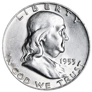 1953-D Franklin Half Dollar Brilliant XF/AU Complete Your Album! - Picture 1 of 2