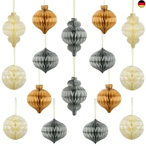 Syoulin-deko Weihnachten,weihnachtsdeko innen,16 Stück 3D Papier Waben Weih - Bild 1 von 7