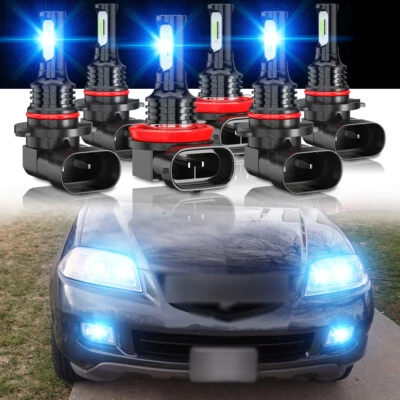 For Acura MDX 2004 - 2006 Combo LED Headlight Hi/Lo+Fog Light Bulb Kit 8000K 6X - Image 1 of 4