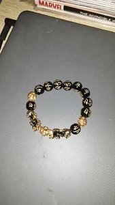 Feng Shui. Schwarz & Gold. Obsidian Armband. +2 Gebetskarten. Lesen Sie alle Details.  - Bild 1 von 6