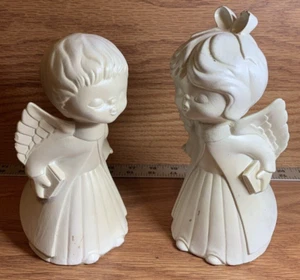 Ceramic Kissing Angels Figurines, Set of 2 White 7” tall - Picture 1 of 6