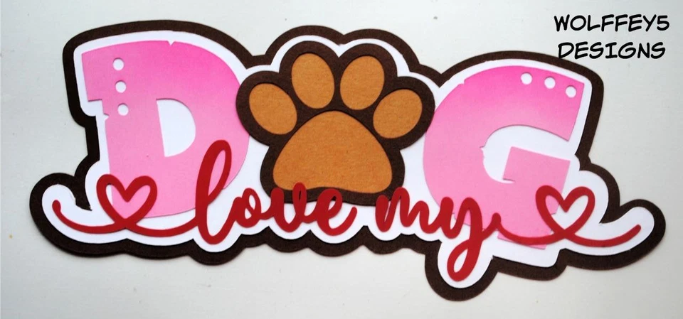 CRAFTECAFE PERRO NIÑO TÍTULO prefabricado papel piezas álbum de recortes PIEZA TROQUELADA PÁGINA 3D Foto 1 de 1