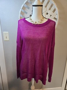 NWT Eileen Fisher CERISE Round Neck Airy Organic Linen Box Top.SZ: L Ret $178 - Picture 1 of 9