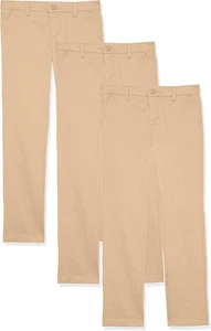 Girls and Toddlers' Uniform Flat-Front Chino Pants, Pack of 3 - Picture 1 of 14