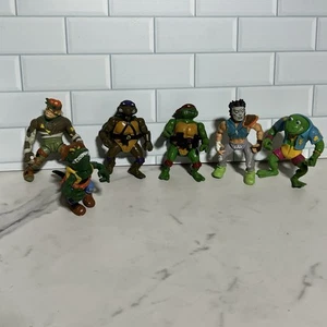 VTG TMNT Lot 6 Figures Rat King Casey Jones Donatello Raphael Leatherhead Frog - Picture 1 of 13