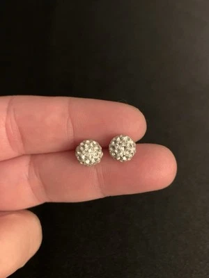 8mm Dainty Pave Cluster Bling Disco Ball Minimalist Stud Earrings Gift For Her - Image 1 of 4