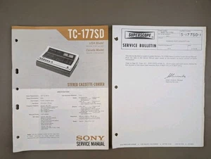 Sony TC-177SD Stereo Cassette-Corder Service Manual D-1050 - Picture 1 of 3
