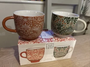 William Morris At Home Fine China Mugs x 2 NEW BOXED Gift - Picture 1 of 1