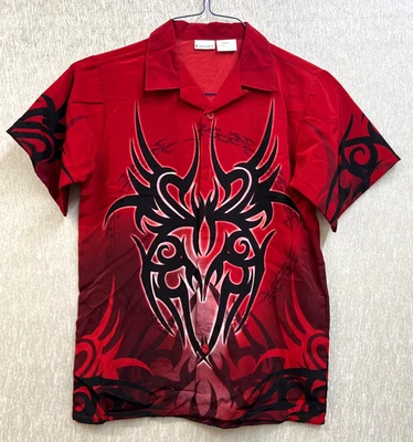 Винтажная рубашка без границ племенной красный черный молодежи 12/14 L полиэстер - Изображение 1 из 3