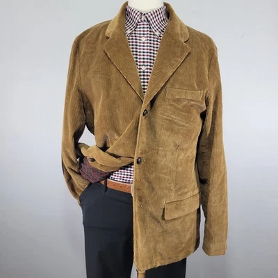 L.L Bean Men's Sport Coat Blazer Three Button Brown Corduroy Cotton Size 44 TALL - Image 1 of 4