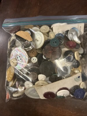 Vintage And Antique Buttons  1 Lb. - Image 1 of 4