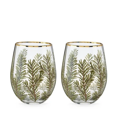 Copos de vinho sem haste Twine Woodland, copos festivos aro dourado, decorativos B... - Imagem 1 de 4