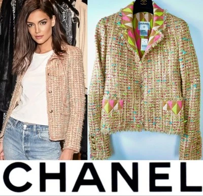 Chaqueta Chanel Vintage 2004 Tweed Lesage Bronceada Arco Iris 34 36 2 4 Abrigo Top Logo M S Foto 1 de 4