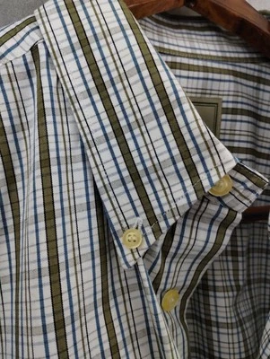 Camisa Beretta Para Hombre Verde Azul Cuadros Btn Abajo Manga Larga Algodón Talla 2XL Foto 1 de 4