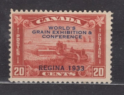 1933 #203 20¢ HARVESTING WHEAT OVERPRINT KING GEORGE V GRAIN EXHIBITION ISSUE - Image 1 of 2