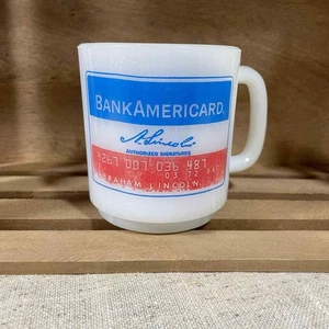 Vintage Abraham Lincoln Bank Americard Milk Glass Coffee Mug - Credit Card Cup - Picture 1 of 7