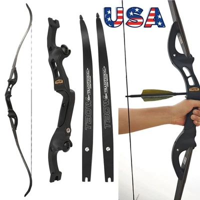 F Interface 62" Recurve Bow 19" Riser 25-60lbs Limbs Archery Hunting Target US - Image 1 of 4