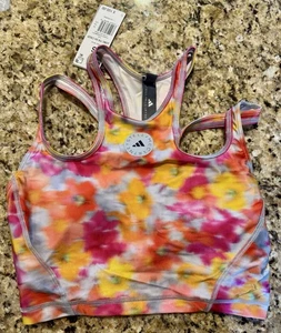 Adidas by Stella McCartney aSMC PR Floral Crop Sz S Training Top Active Gold NEW - Picture 1 of 11