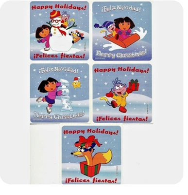 Vintage Sandylion Smilemakers Stickers Set Dora Explorer Christmas Lot of 5!