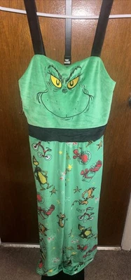 The Grinch Dr. Seuss Velvet Velour Grinch Graphic One Piece Jumpsuit Outfit Med - Image 1 of 4