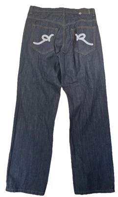 Y2K Rocawear Embroidered Patch Regular Fit Rave Jeans Size 36 Excellent - Image 1 of 4