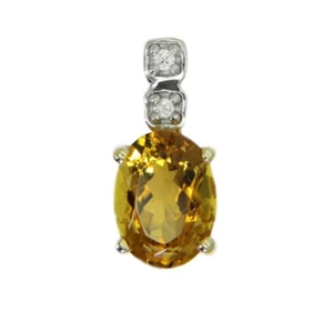 9ct Gold Citrine Zircon Pendant - Picture 1 of 3