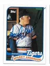 SPARKY ANDERSON 1989 TOPPS AUTOGRAPHED SIGNED # 193 DETROIT TIGERS HOF DECEASED