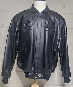 Dale Earnhardt JH Design Black Leather Jacket 7 Time Champion GM Goodwrench XXL - Picture 1 of 23