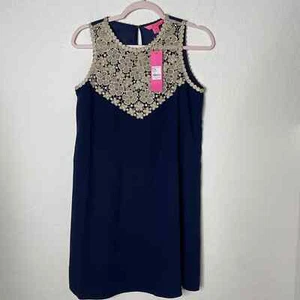 Neu mit Etikett Lilly Pulitzer Nala weiches Etuikleid True Navy Größe 0 ärmellos Mini geschnürt - Bild 1 von 16