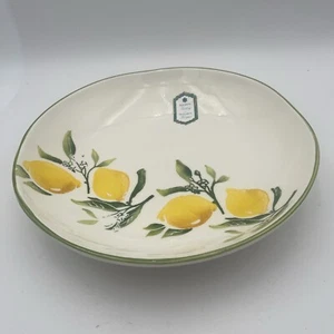 New One-Papart Ceramics Round Serving Bowl Lemons Hand Painted In Turkey 12" - Picture 1 of 4