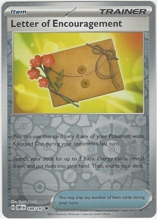 Letter of Encouragement 189/197 - Reverse Holo - Pokemon - Obsidian Flames - Image 1 of 1