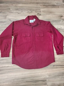 VTG Eastern Mountain Sports Chamois Shirt Mens L Button Up Long Sleeve Red - Picture 1 of 17