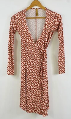 Vestido RACHEL PALLY Masala Estampado Laberinto Jersey Suave Envoltura Verdadera Línea A XS Foto 1 de 4