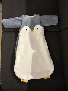 Vertbaudet - Baby Winterschlafsack PINGUIN (Ärmel abnehmbar, weiß/blau, wie neu) - Bild 1 von 8