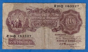 Great Britain/UK 10 Shillings  1940-48 P-366 Emergency Issue Circ. R20D 163527 - Picture 1 of 2