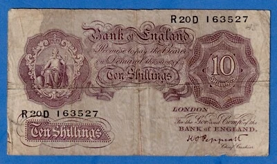 Great Britain/UK 10 Shillings  1940-48 P-366 Emergency Issue Circ. R20D 163527 - Image 1 of 2