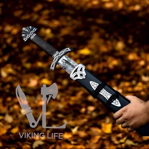 Handmade Damascus Steel Viking Sword w/ Scabbard - Norseman Sword, Medieval - Picture 1 of 6