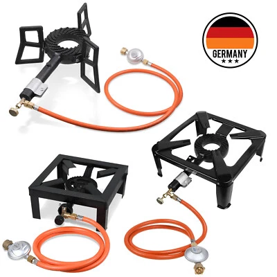 Gaskocher Hockerkocher Economic 8 /10,5 KW DE/AT 155 cm Schlauch 50 mBar Regler - Bild 1 von 4