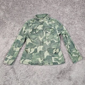 Abercrombie & Fitch Jacket Womens Large L Green Camo Field Military Full Zip - Picture 1 of 13