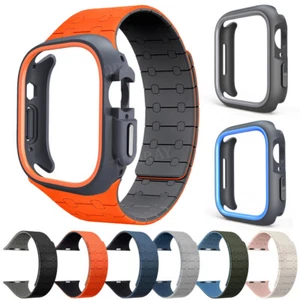 Silicone Magnetic Strap Band Case For Apple Watch Series Ultra 49mm 9 8 7 SE 6 5 - Picture 1 of 50
