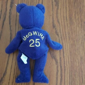 Mark McGwire #25  Bamm Beano Plush Bear Purple Beanie Baby 9” - Picture 1 of 4