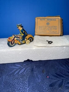 Motocicleta mística Louis Marx litográfica de hojalata vintage con llave y caja - Imagen 1 de 11