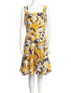 Oscar de la Renta S/S 2009 Collection Summer Yellow Cotton Dress size 16 Italy - Picture 1 of 3